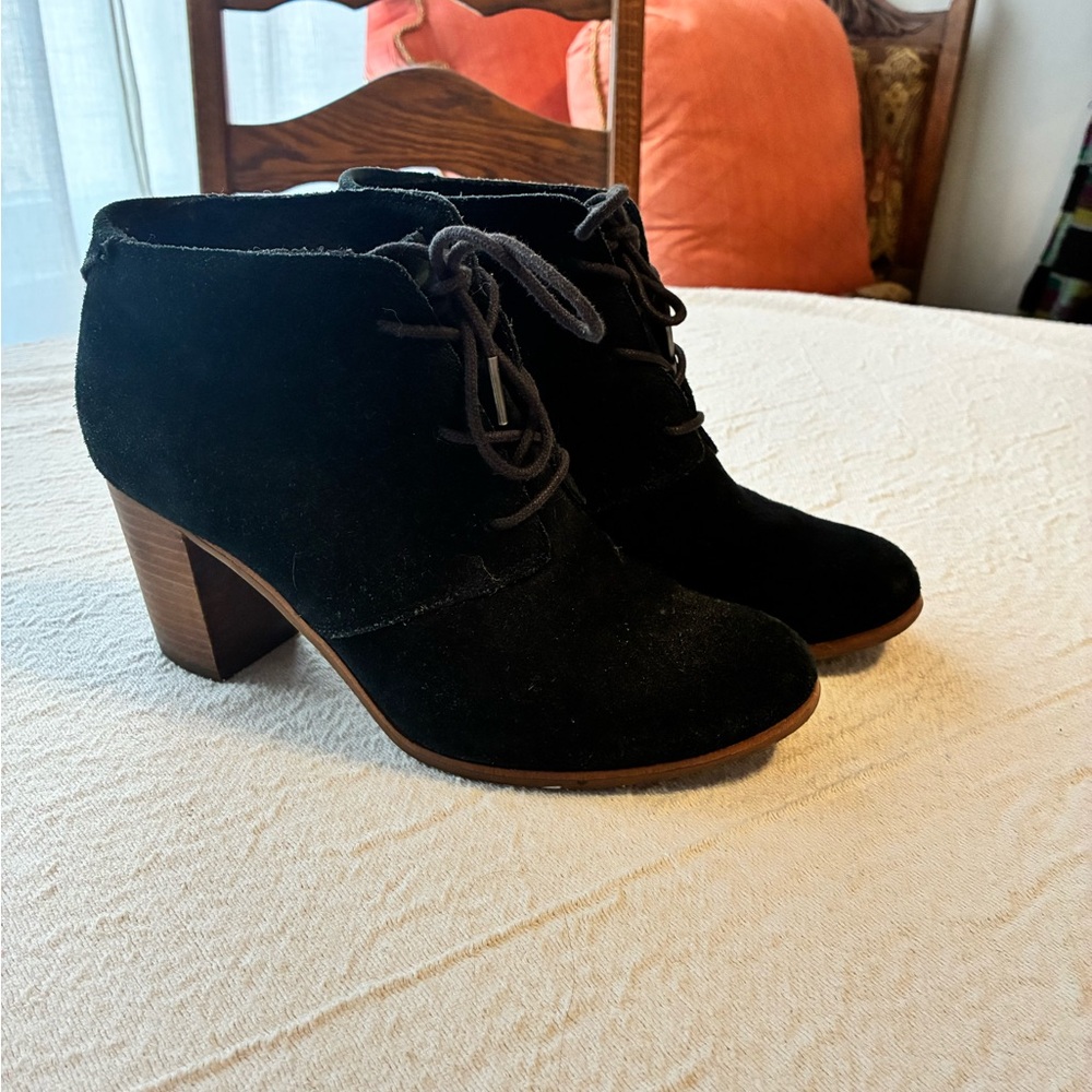 Toms Black Suede Ankle Booties
